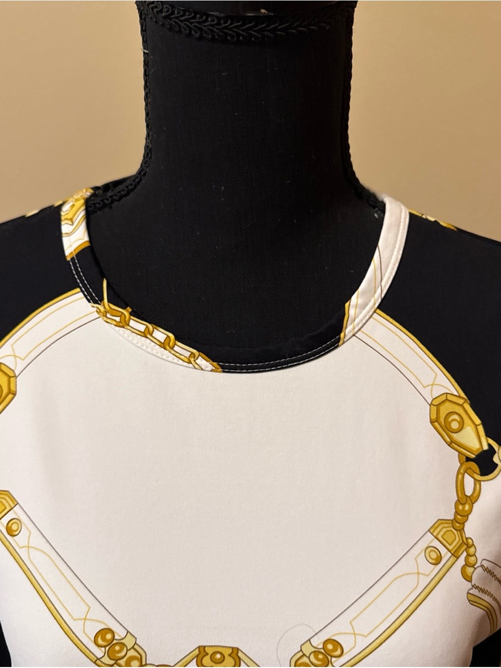 Gold-Accented Black & White Long-Sleeve Tee - Picture 2 of 6